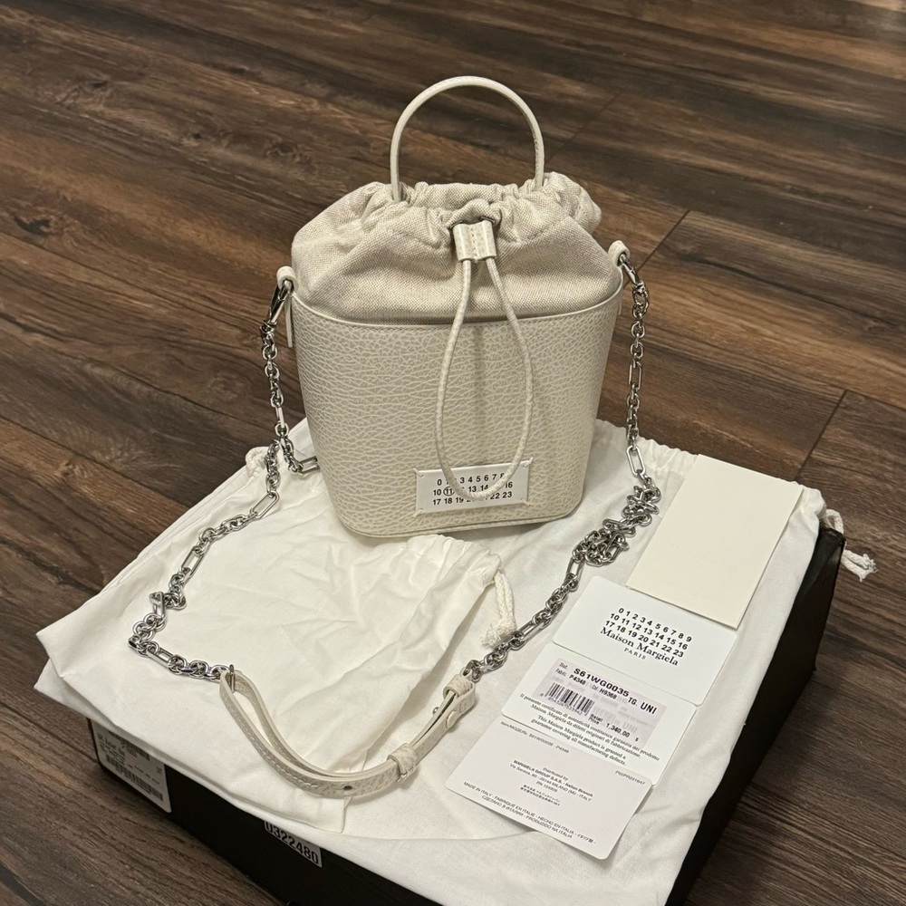 ❌SOLD❌ Maison Margiela Small 5AC Greige Leather Bucket Bag